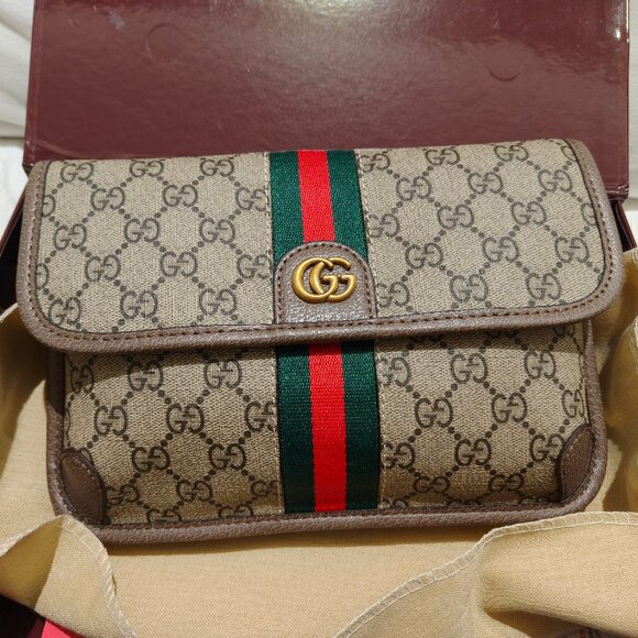 GUCCI Double G canvas and leather bag - Picture 1 of 9
